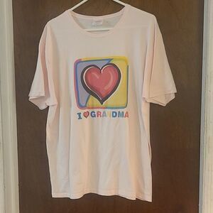 XL Hanes Her Way Short Sleeve Pink Grandma Tee Shirt